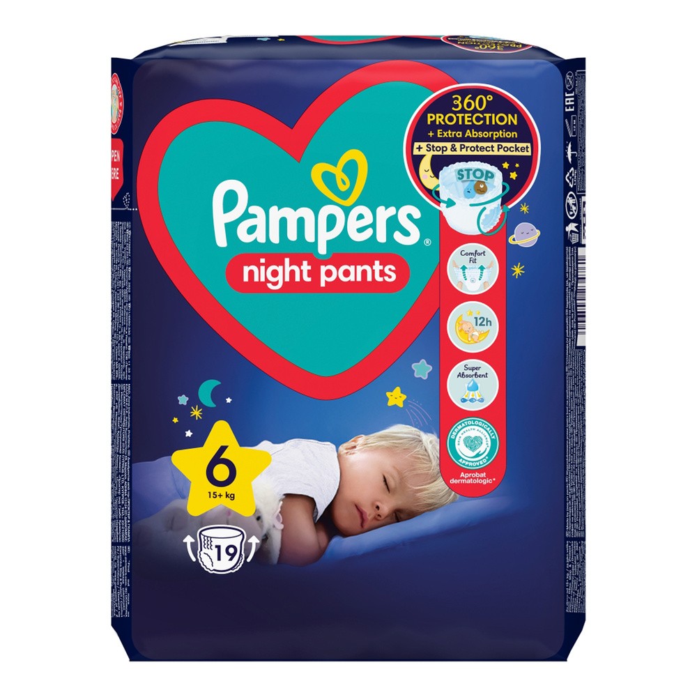 Pampers Night Pants pieluchomajtki rozmiar 6 19 szt. 15kg+