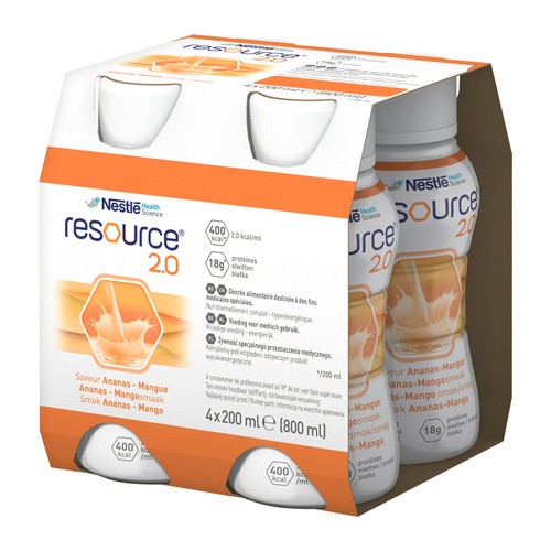 NESTLE Resource 2.0 ananas mango w sześciopaku 6x 4 x 200 ml
