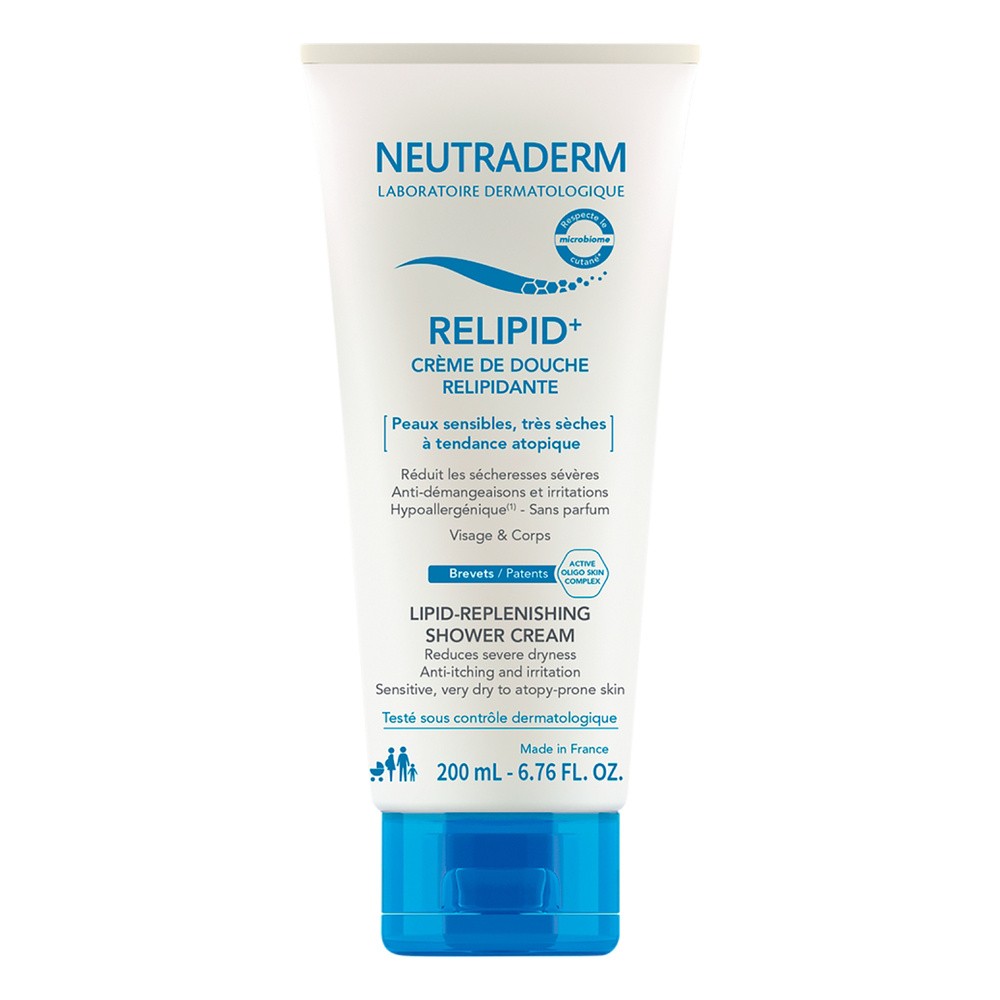 NEUTRADERM RELIPID+ Krem do mycia pod prysznic odbudowujący warstwę lipidową do twarzy i ciała, 200ml