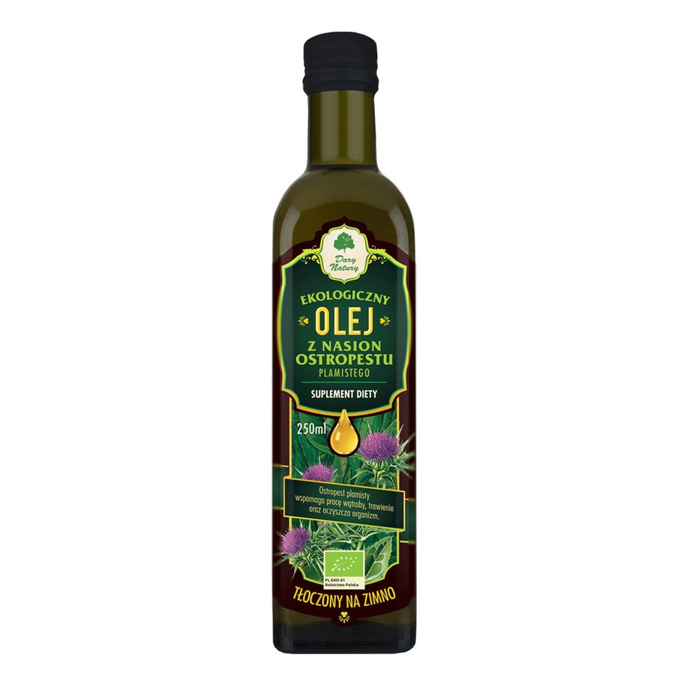 DARY NATURY Olej z nasion ostropestu plamistego tłoczony na zimno BIO 250ml DARY NATURY 11ANFOLENO2