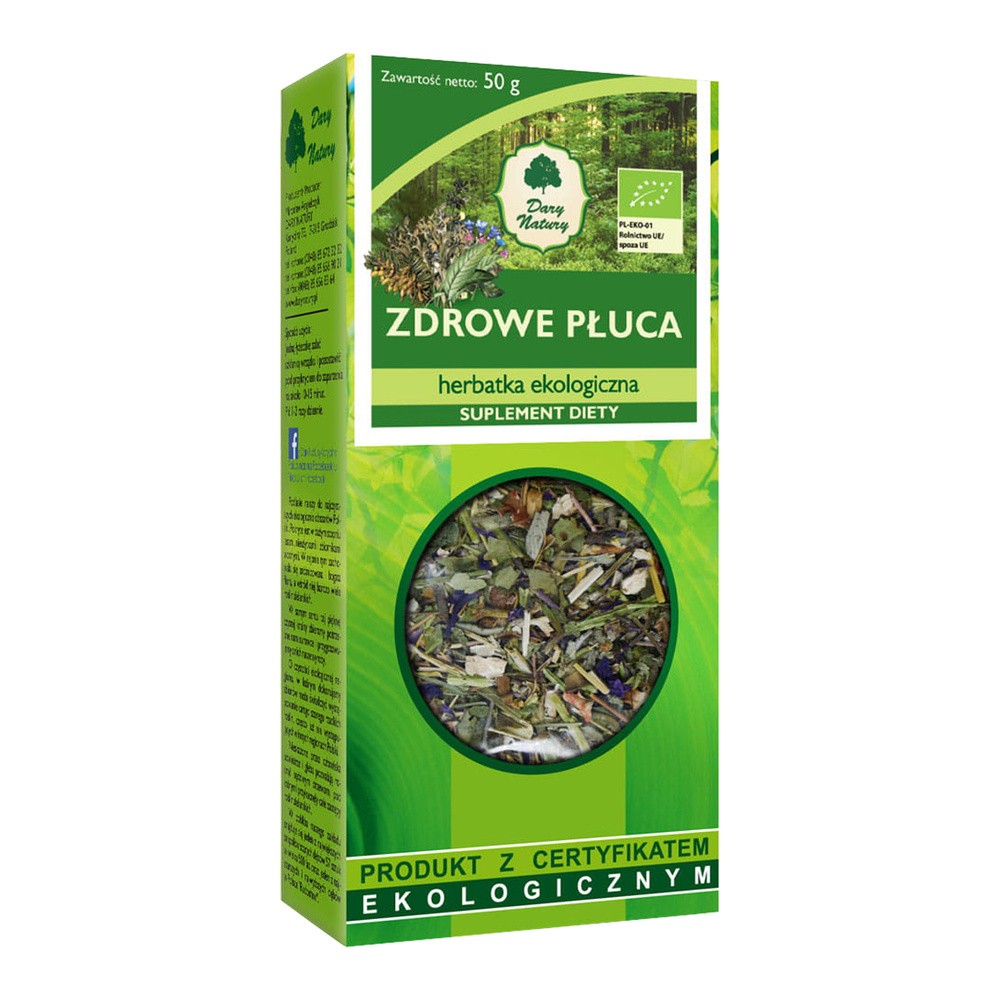 Dary Natury Herbatka Zdrowe Płuca Suplement Diety BIO 50g -