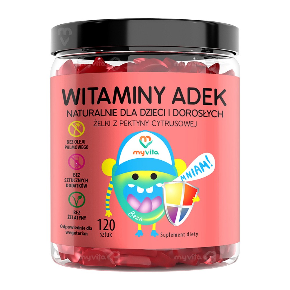 MyVita WITAMINY ADEK Naturalne Żelki z witaminami dla dzieci i dorosłych (120 szt) MV-294