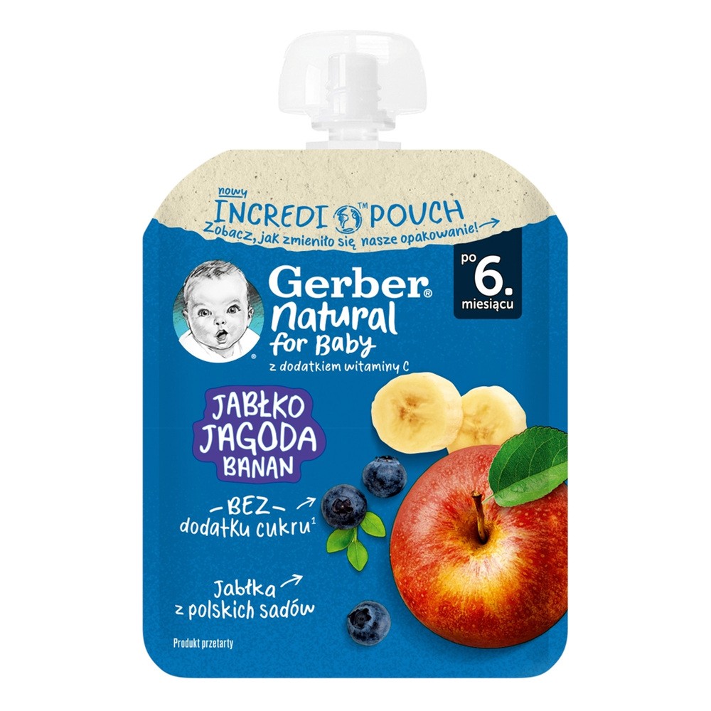 Gerber Deser w tubce jabłko, jagoda, banan po 6. miesiącu 80 g