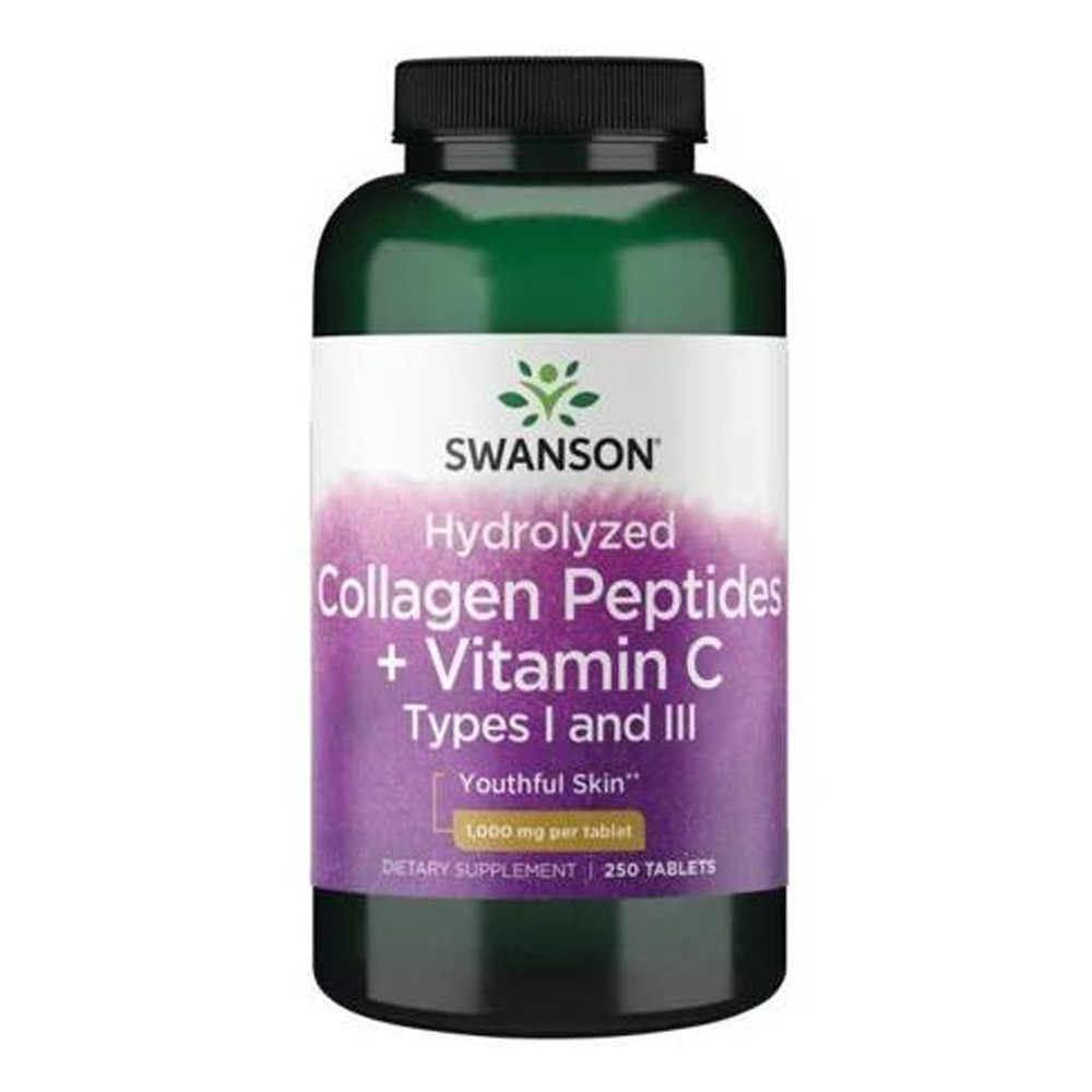 SWANSON Hydrolyzed Collagen Peptides+Vitamin C Types I And III 250tabs