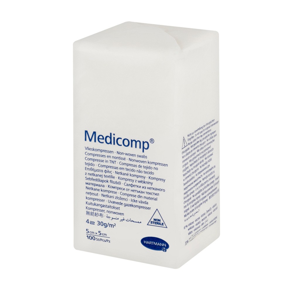 Hartmann Kompresy MEDICOMP niejałowe z włókniny, 5cm x 5cm, 4-warstwowe, 100szt.