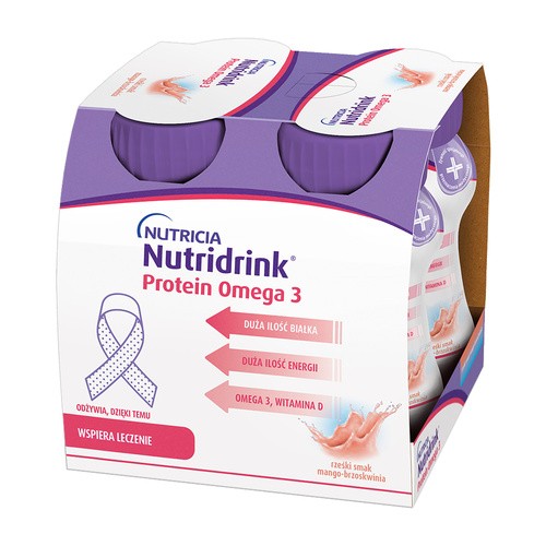 Nutridrink Protein Omega 3 rześki smak mango - brzoskwinia, 4x125ml