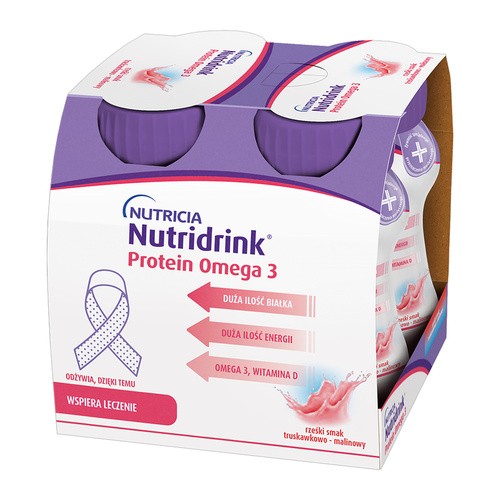 Nutridrink protein Omega-3 o smaku truskawkowo-malinowym  4 x 125 ml