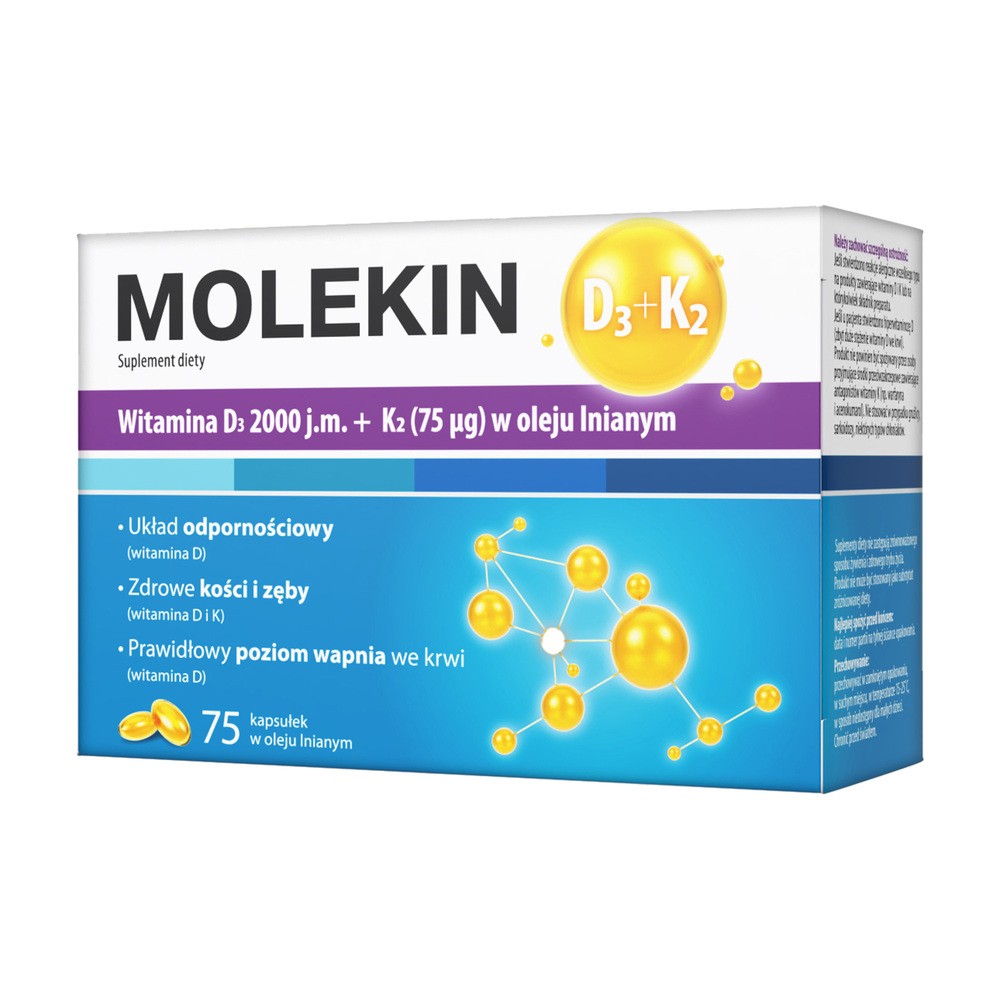 Molekin D3 + K2 w oleju lnianym x 75 kaps