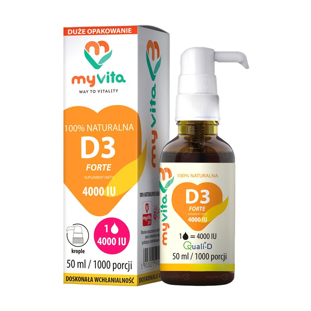 MyVita Witamina D3 FORTE 4000 j.m. Naturalna w płynie krople 50 ml mv-270