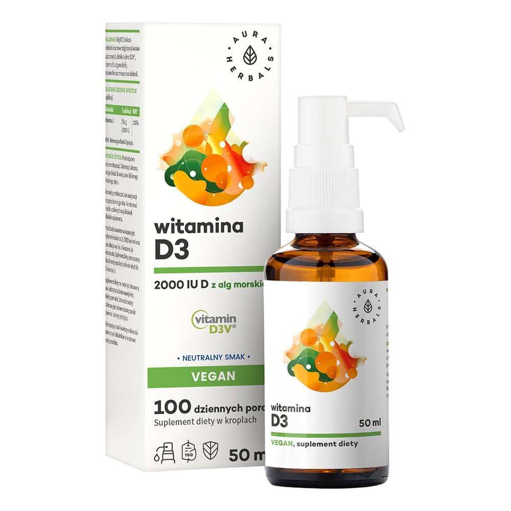 Witamina D3 2000 IU Vegan, krople 50 ml