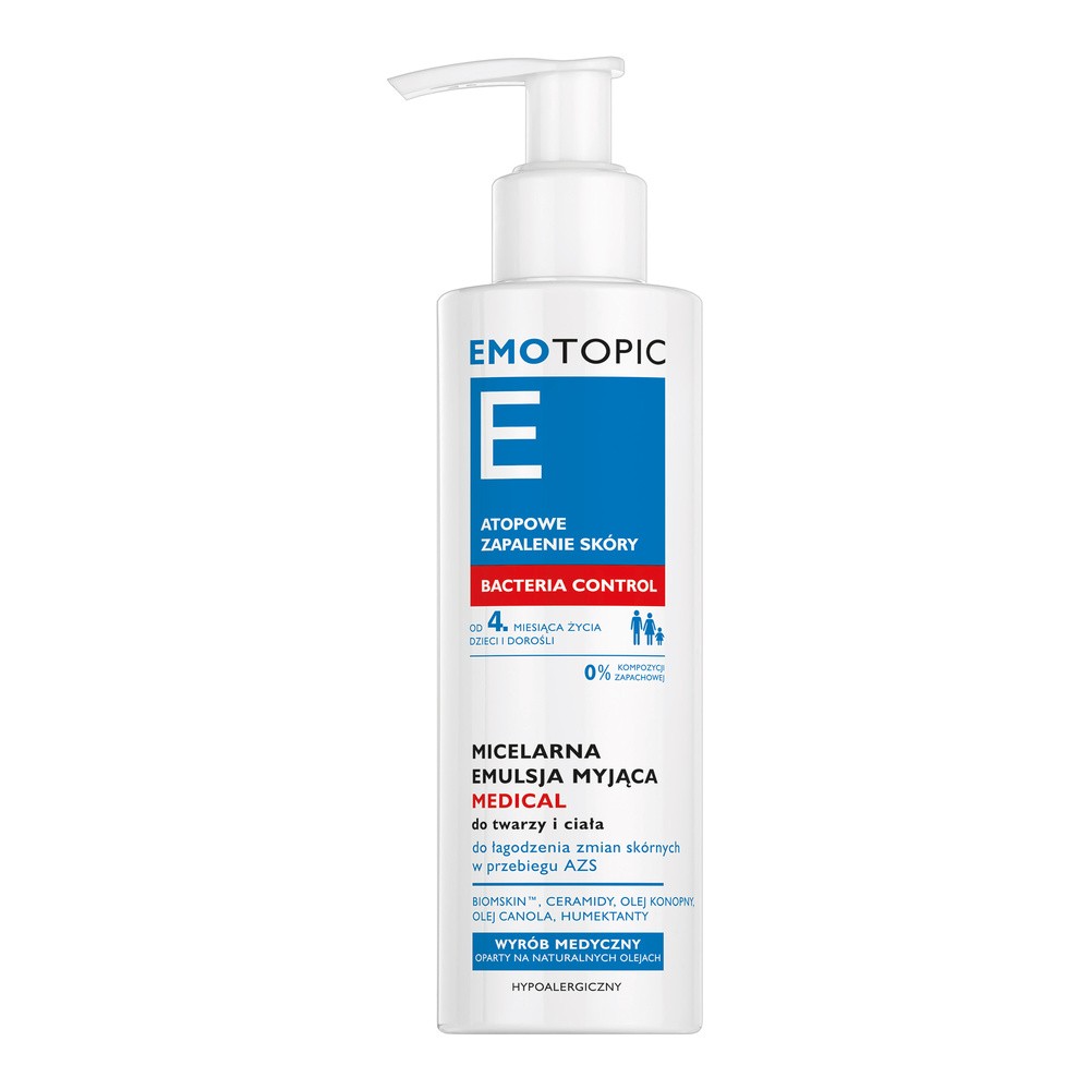 Emotopic Bacteria Control Micelarna emulsja myjąca Medical do twarzy i ciała, 190 ml