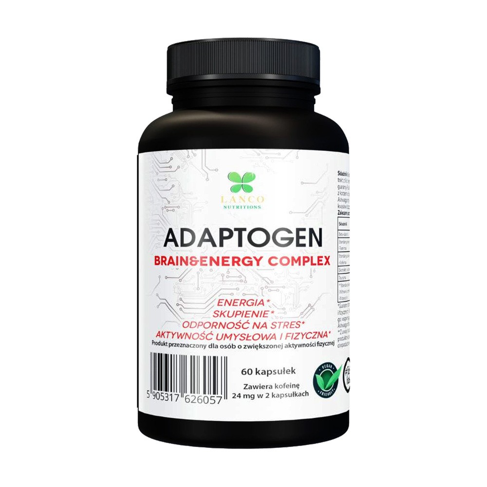 Adaptogen, Brain & Energy Complex - Energia, Skupienie, Odporność Na Stres, Aktywność Umysłowa I Fizyczna - 60 Kaps.