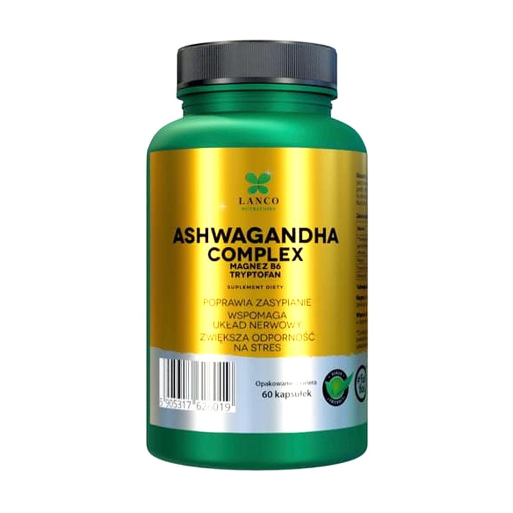 Ashwagandha Complex, Poprawia zasypianie, wspomaga układ nerwowy, zwiększa odporność na stres, 60 kaps.