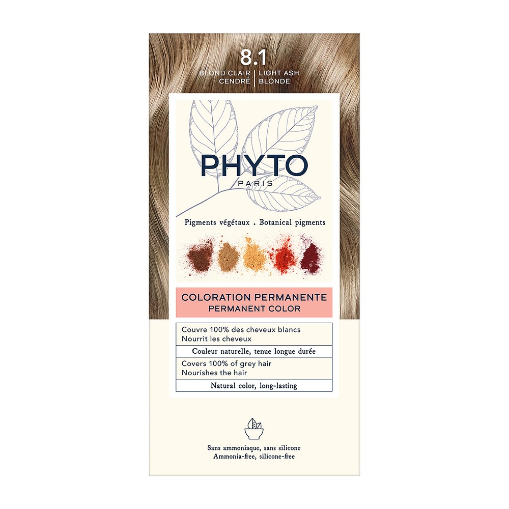 Phyto phytocolor 8.1 JASNY POPIELATY BLOND farba pielęgnacyjna do włosów z pigmentami roślinnymi