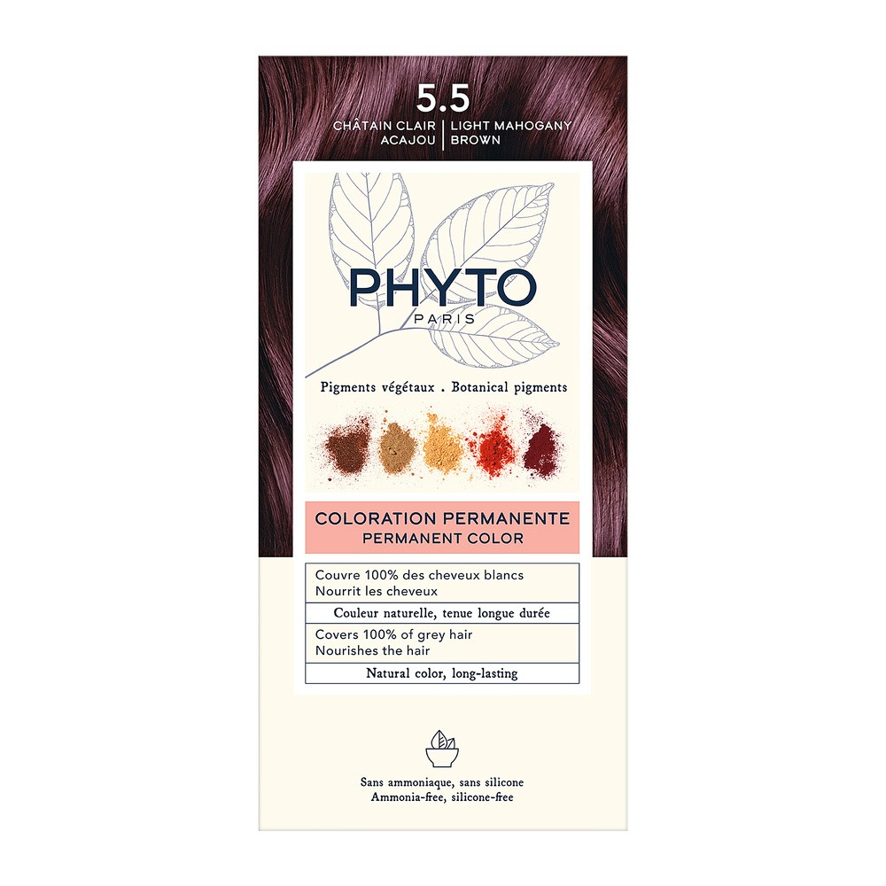 Phyto phytocolor 5.5 JASNY MAHONIOWY BRĄZ farba pielęgnacyjna do włosów z pigmentami roślinnymi