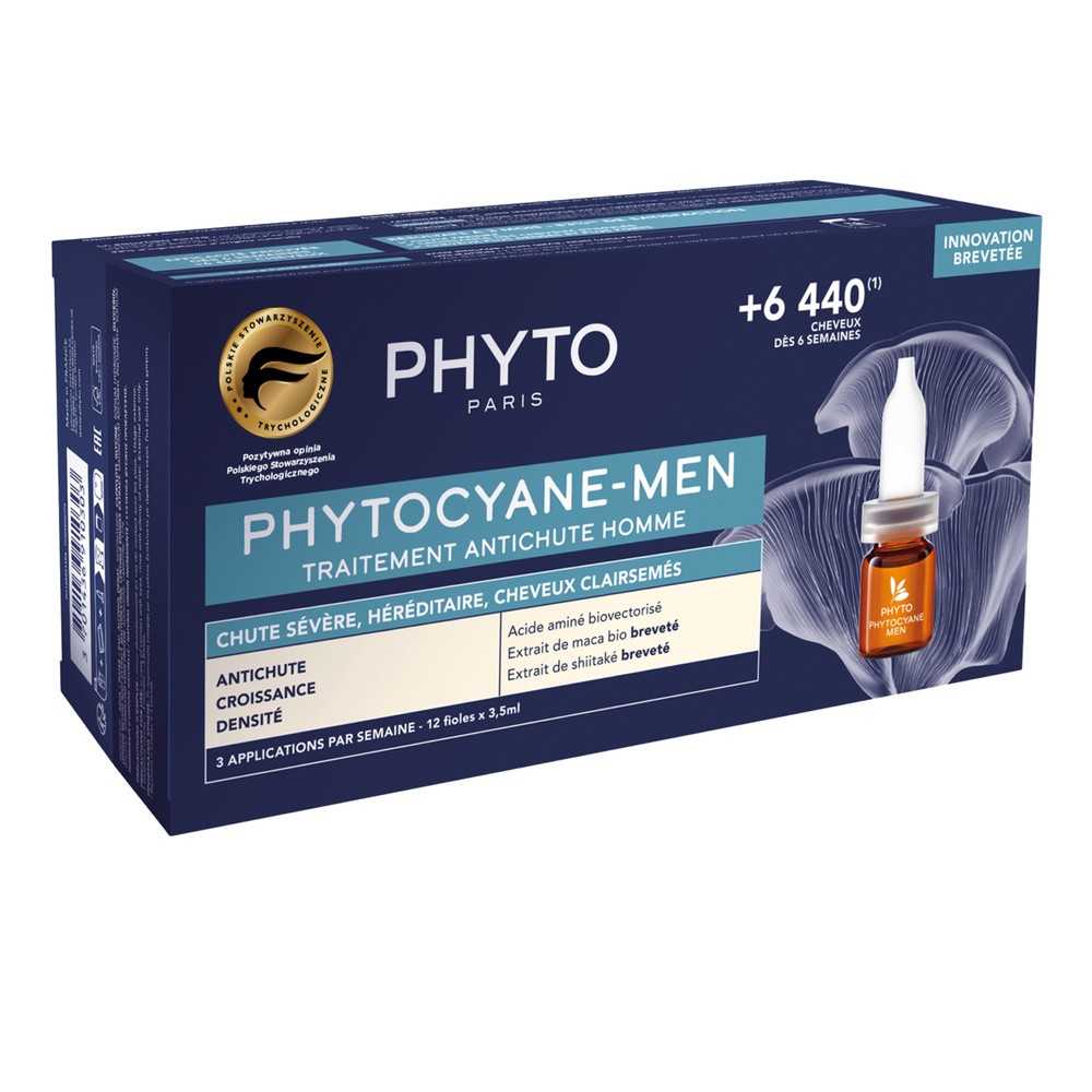 PHYTO PHYTOCYANE-MEN Kuracja przeciw postępującemu wypadaniu włosów dla mężczyzn, 12x5ml - !!! WYSYŁKA ZA 0 ZŁ PRZY ZAKUPACH POWYŻEJ 49 ZŁ !!!