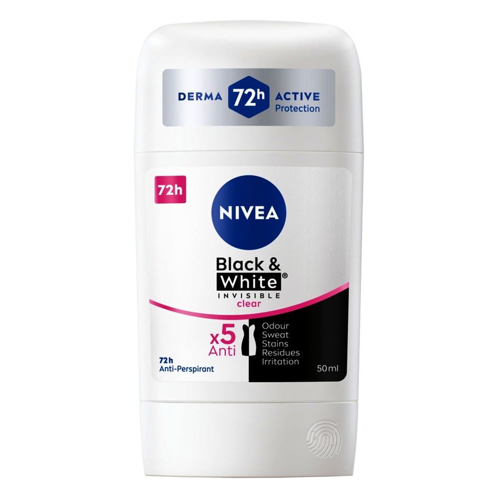 Nivea Black&White Invisible Clear antyperspirant w sztyfcie 50ml