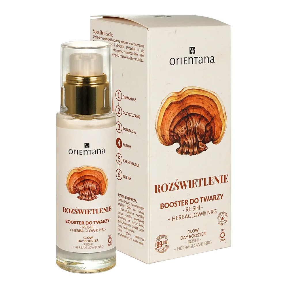 Orientana GLOW BOOSTER - REISHI & RHODIOLA - Booster rozświetlający do twarzy - Reishi i różeniec górski - 30 ml