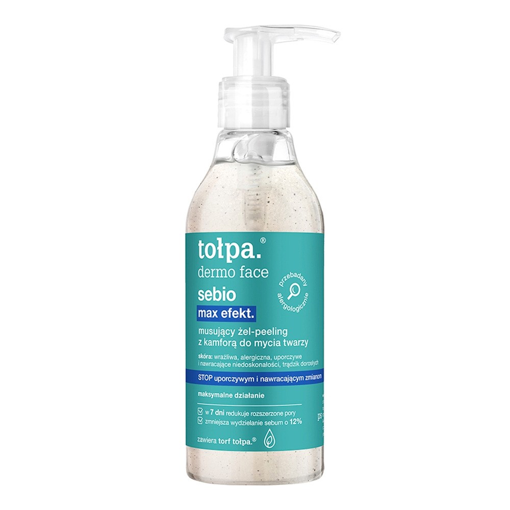 Tołpa TORF CORPORATION dermo face sebio max efekt musujący żel-peeling z kamforą do mycia twarzy 195 ml