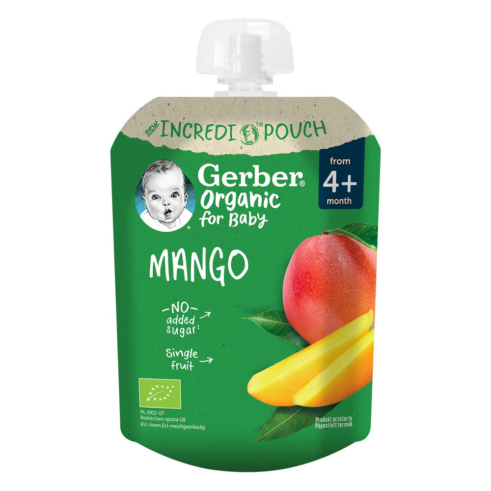 Gerber Organic Deser w tubce mango po 4. miesiącu 80 g Bio