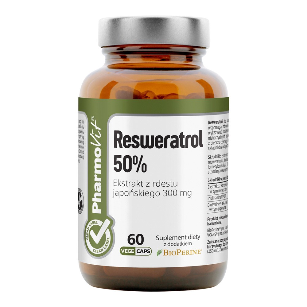 PHARMOVIT (suplementy diety) RESWERATROL 60 KAPSUŁEK 30,18 g - PHARMOVIT (CLEAN