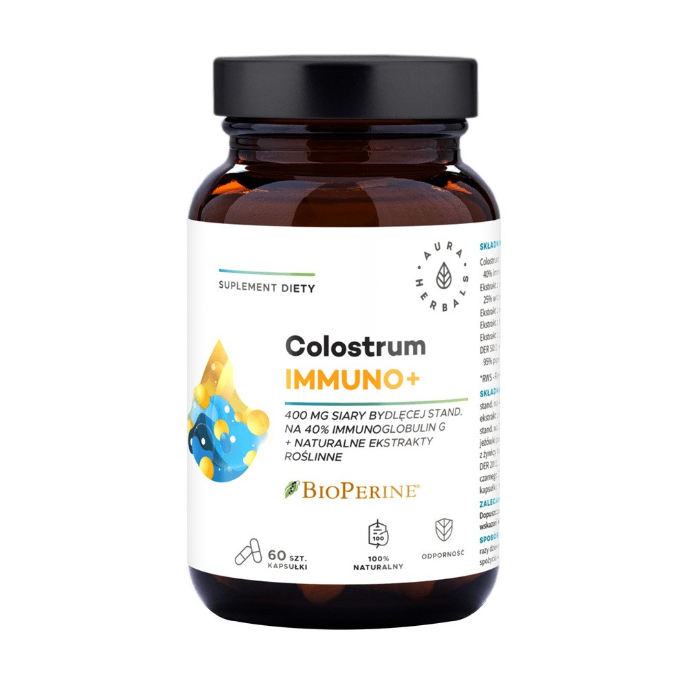 Aura Herbals Colostrum Immuno + Bioperine - suplement diety 60 szt.