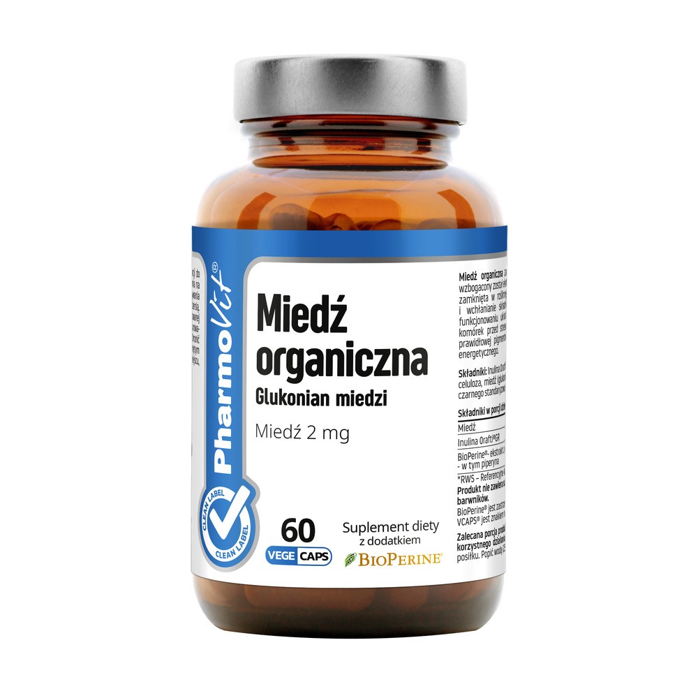 Pharmovit Miedź organiczna 2 mg 60 kaps Vcaps 754D-73043