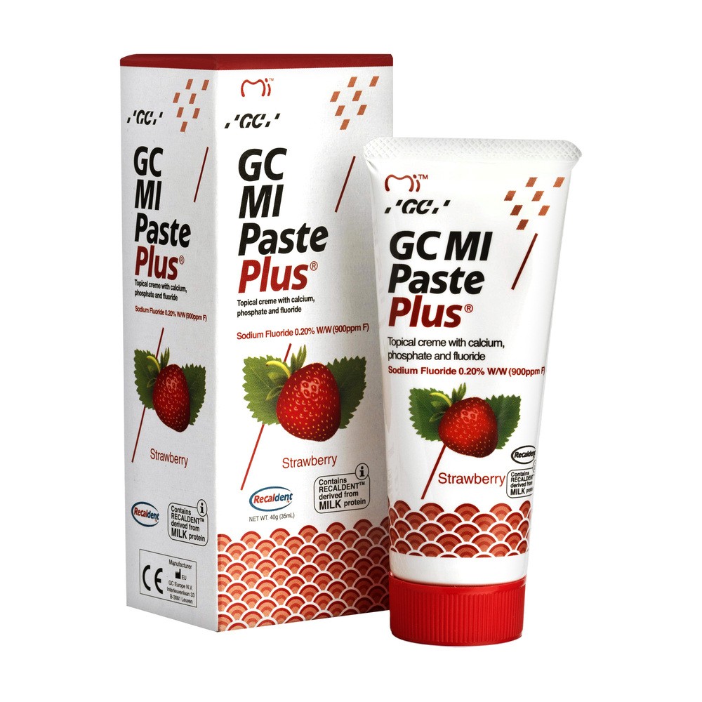 GC Mi Paste Plus truskawka - Sztuczne szkliwo z fluorem o smaku truskawkowym 35 ml