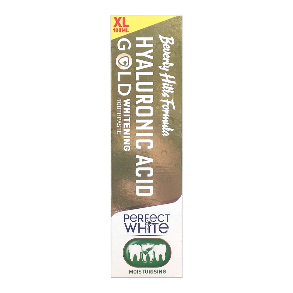 Beverly Hills BEVERLY HILLS Perfect White GOLD 75ml + 25ml GRATIS - pasta wybielająca z drobinkami złota, zapewniająca lśniący uśmiech