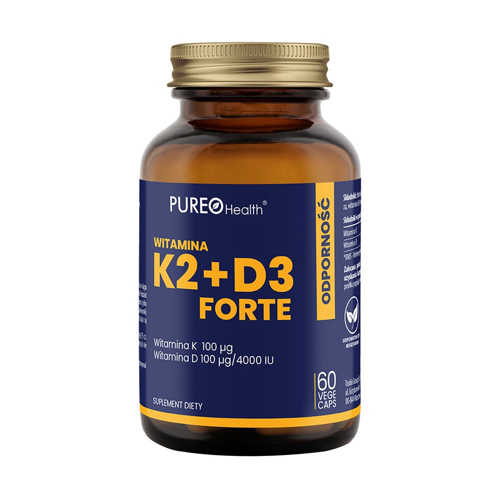 Pureo Health Witaminy K2MK7+D3 100 mcg + 4000 IU 60 Kapsułek
