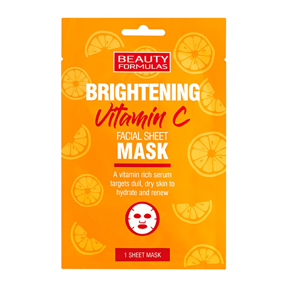 Beauty Formulas Brightening Vitamin C rozjaśniająca maska do twarzy z witaminą C