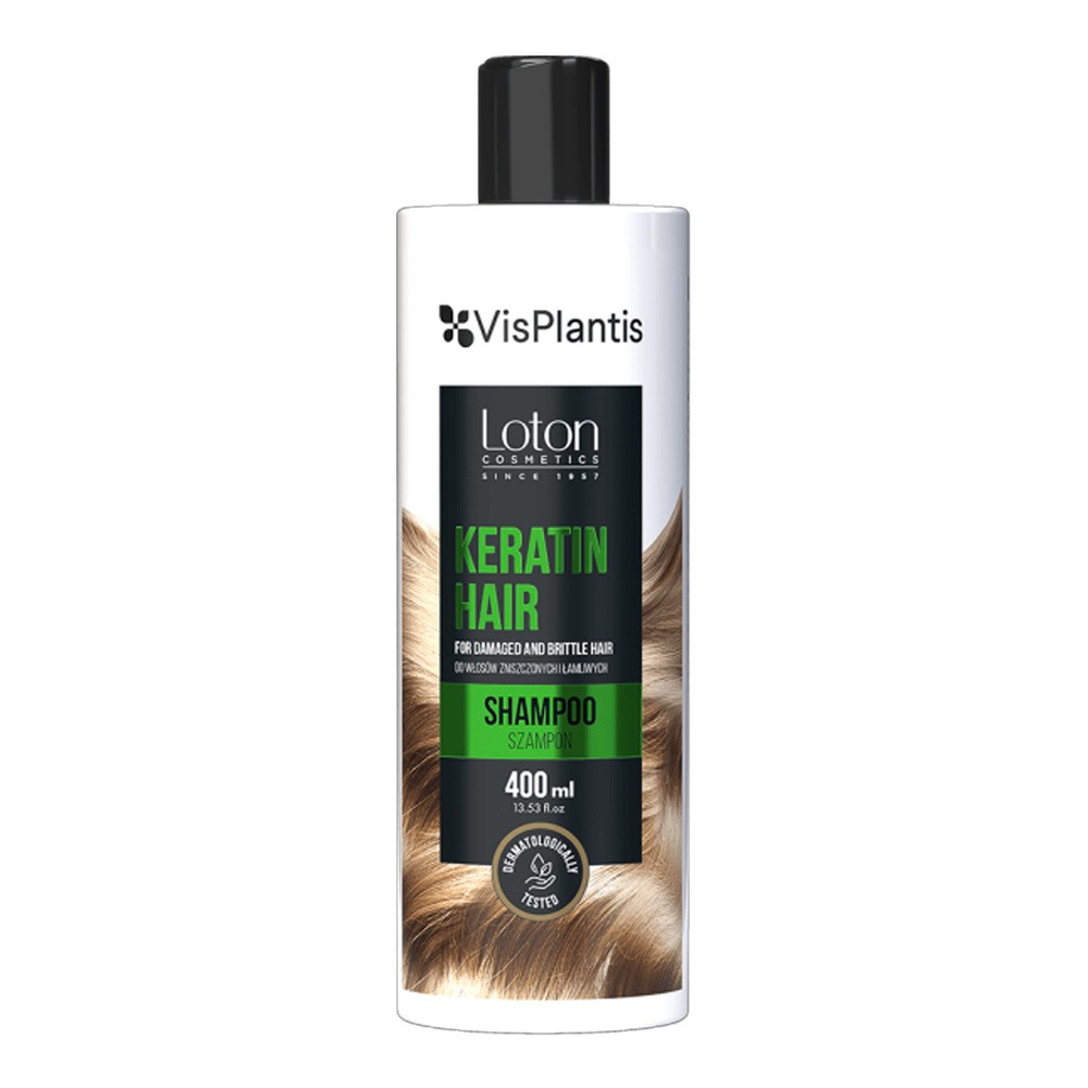 Vis Plantis Loton Keratin Hair - Szampon do włosów zniszczonych i łamliwych z keratyną, 400ml