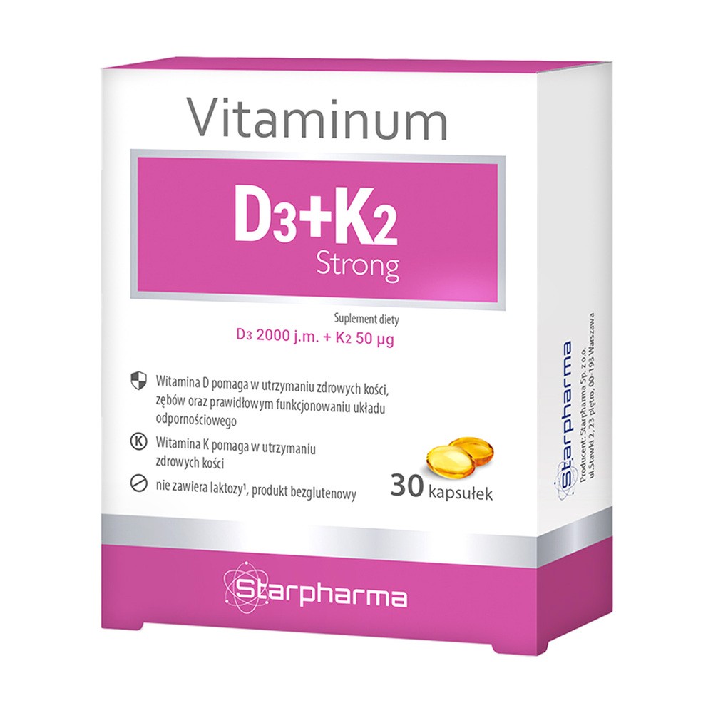 Starpharma Vitaminum D3 2000 j.m + K2 Strong x 30 kaps