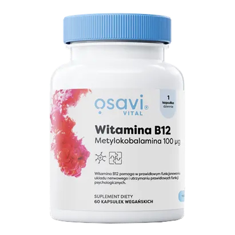 OSAVI Witamina B12 Metylokobalamina 100mcg (Układ nerwowy, Odporność) 60 Kapsułek wegańskich