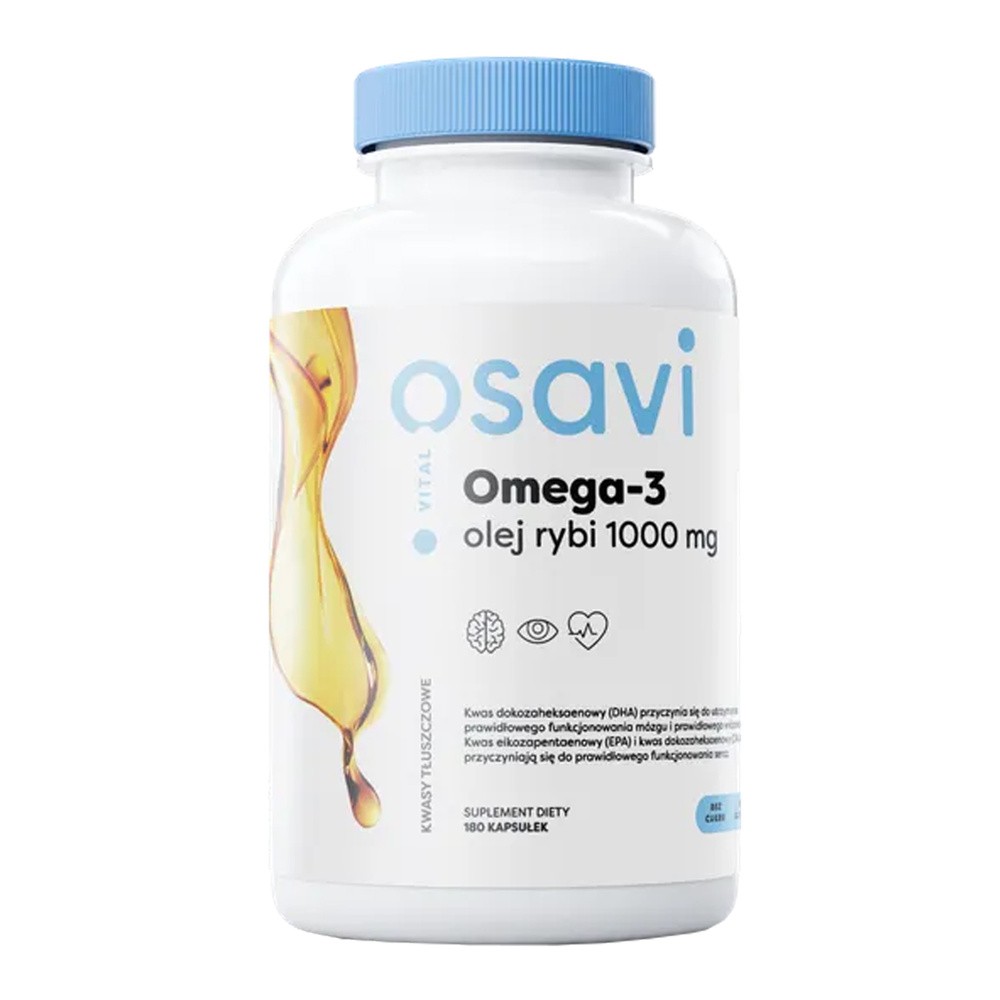 OSAVI Omega-3 Olej Rybi 1000mg 180 Kapsułek żelowych Cytryna