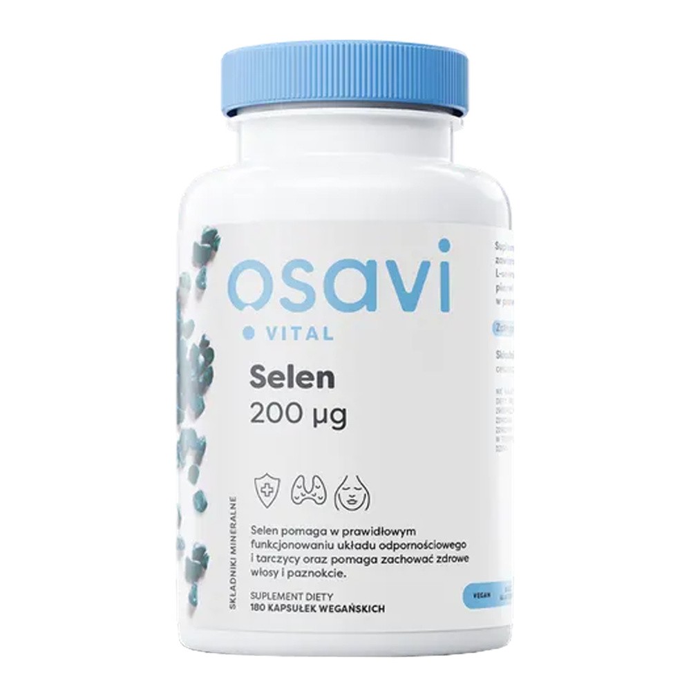 OSAVI Selen 200mcg (Wsparcie odporności, tarczycy) 180 Kapsułek wegańskich