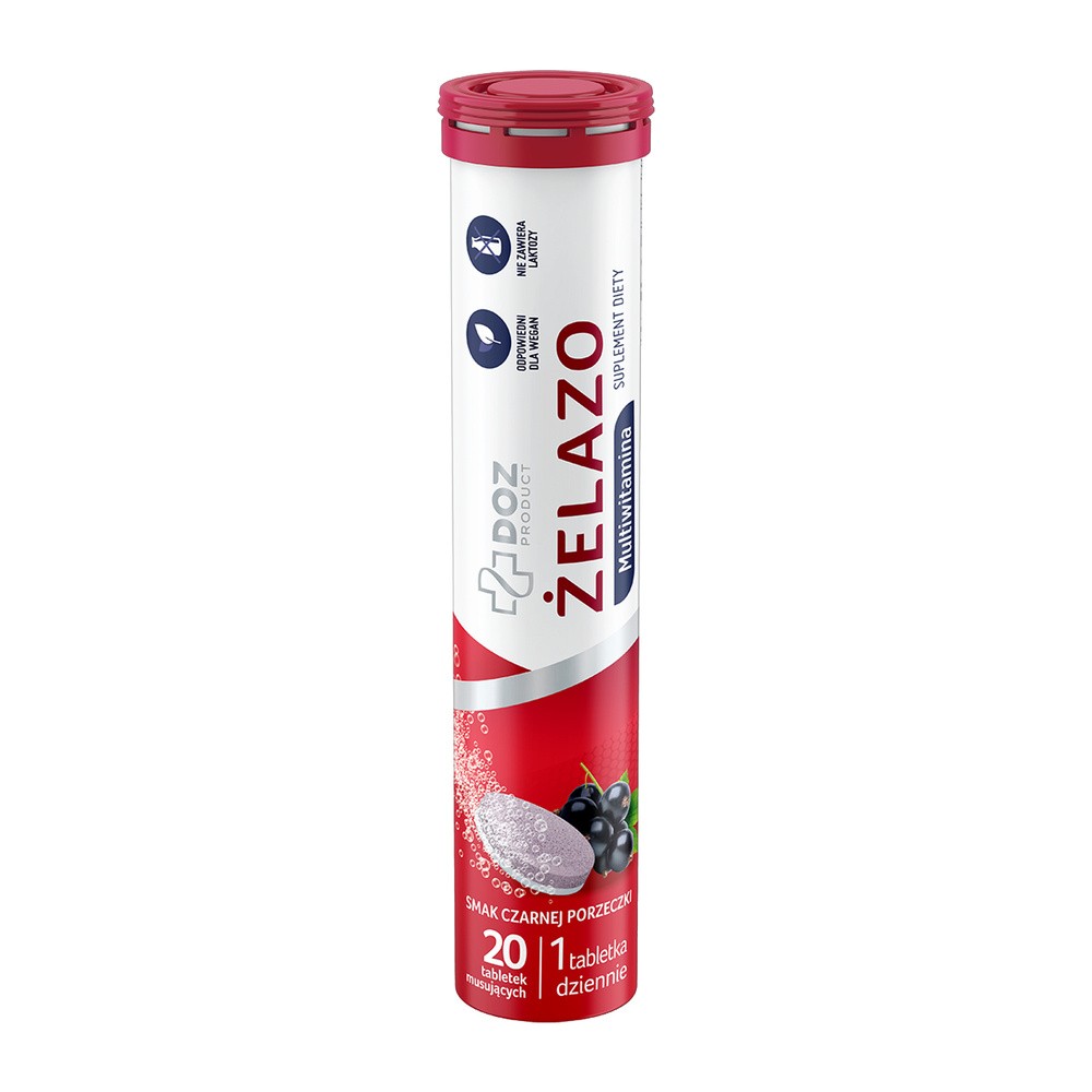 DOZ Product Żelazo Multiwitamina, tabletki musujące, 20 szt.