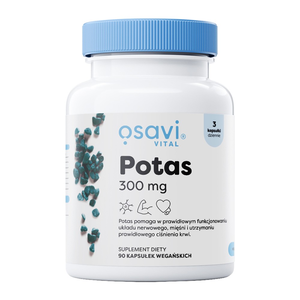 OSAVI Potas 300mg (Wsparcie mięśni, prawidłowego ciśnienia krwi) 90 Kapsułek wegańskich
