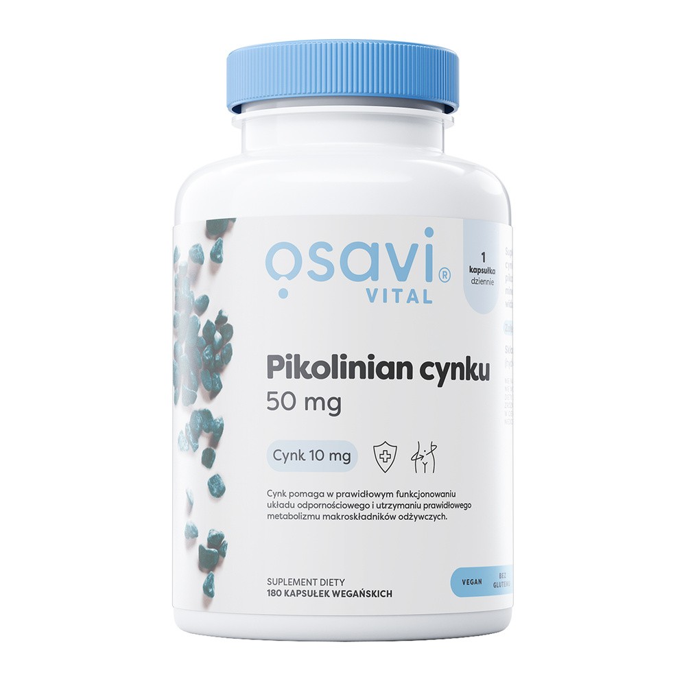 OSAVI Pikolinian Cynku 50mg (Wsparcie odporności) 180 Kapsułek wegańskich