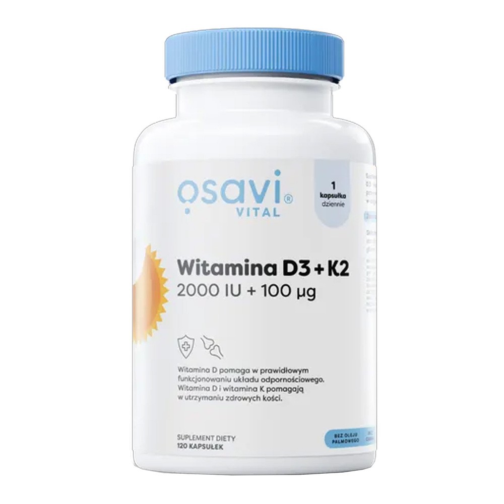 OSAVI Witamina D3 + K2 2000IU 120 Kapsułek żelowych
