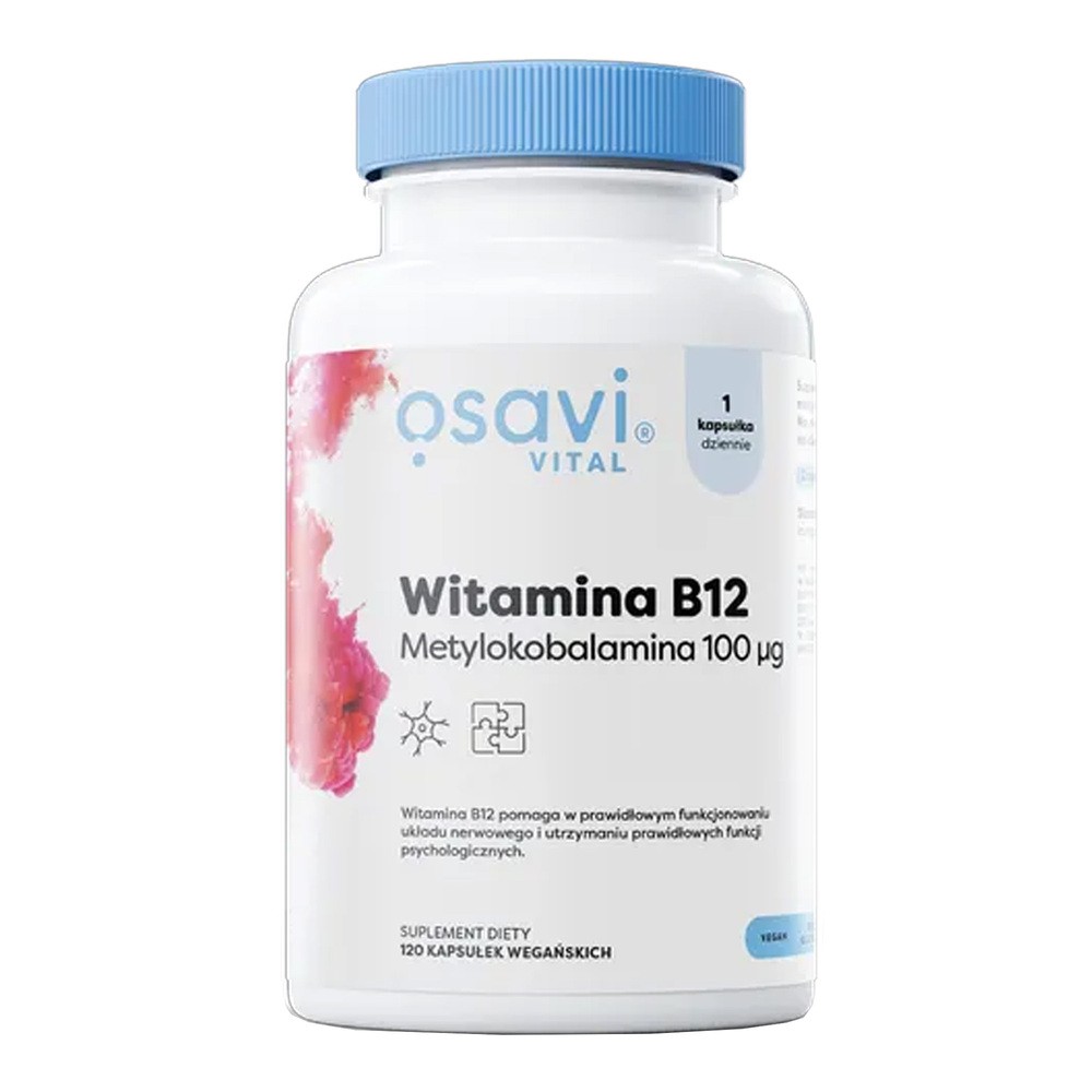 OSAVI Witamina B12 Metylokobalamina 100mcg (Układ nerwowy, Odporność) 120 Kapsułek wegańskich