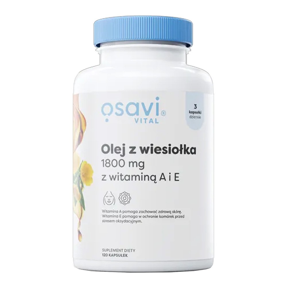 Osavi - Olej z Wiesiołka z Witaminą A i E, 1800mg, 120 kapsułek miękkich
