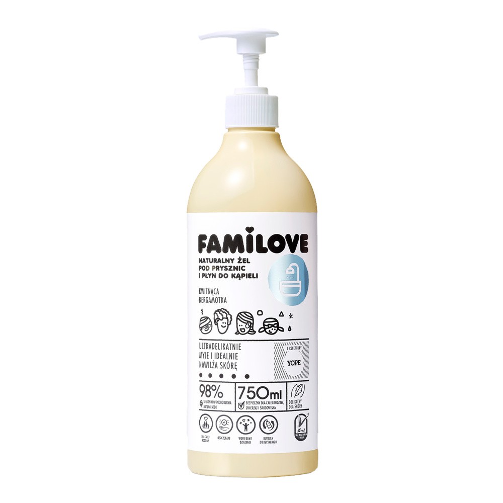 YOPE - FAMILOVE - Naturalny szampon do włosów dla całej rodziny - KWITNĄCA BERGAMOTKA - 750 ml