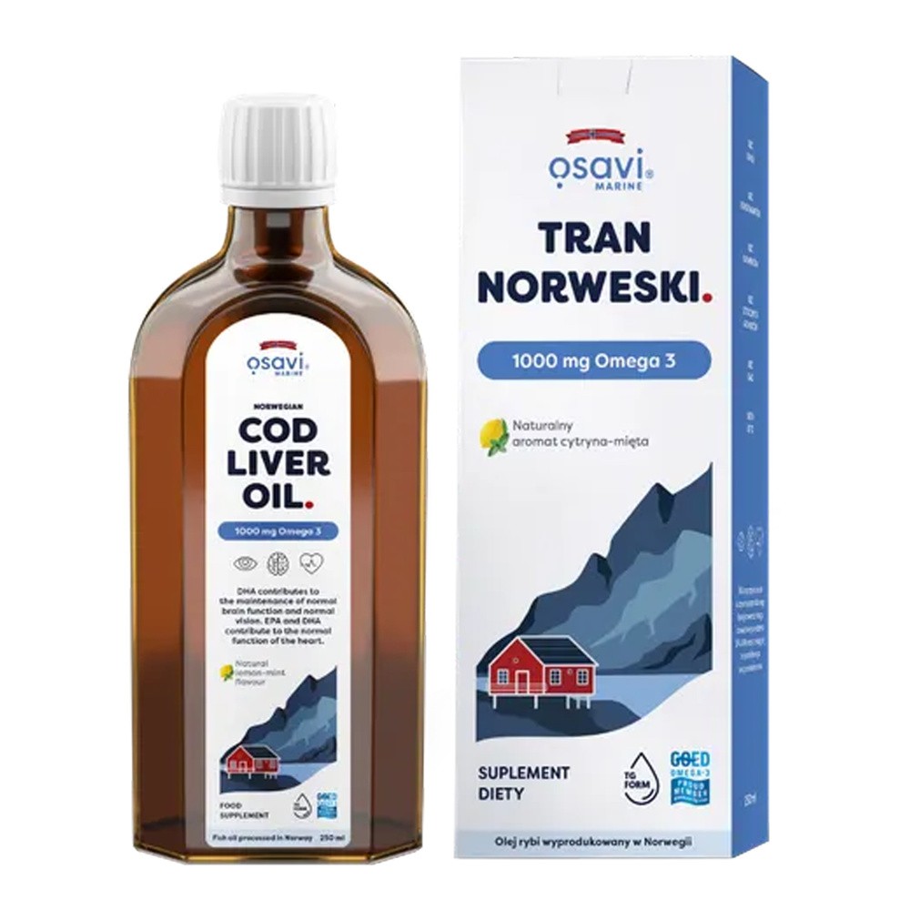 Osavi - Tran Norweski, 1000mg Omega 3, Cytryna-Mięta, 250 ml
