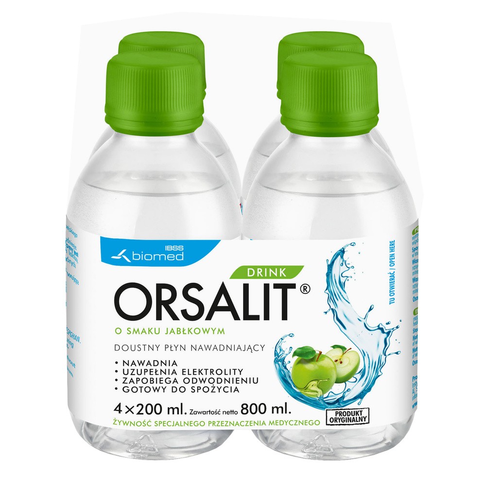 Orsalit Drink o Smaku Jabłkowym 4 Butelki po 200 ml