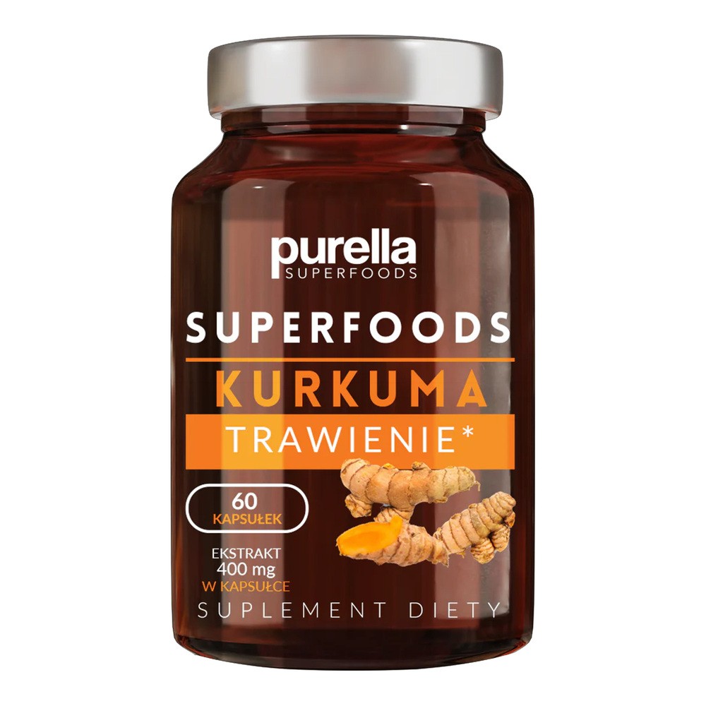 Superfoods Kurkuma Trawienie 30,6 g 60 kapsułek Purella Food M00-22B2-431E0
