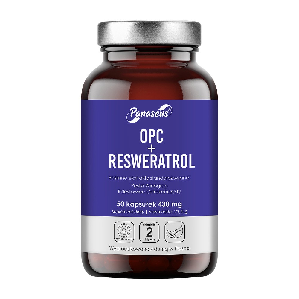 Panaseus OPC + Resweratrol - 50 kap młodość