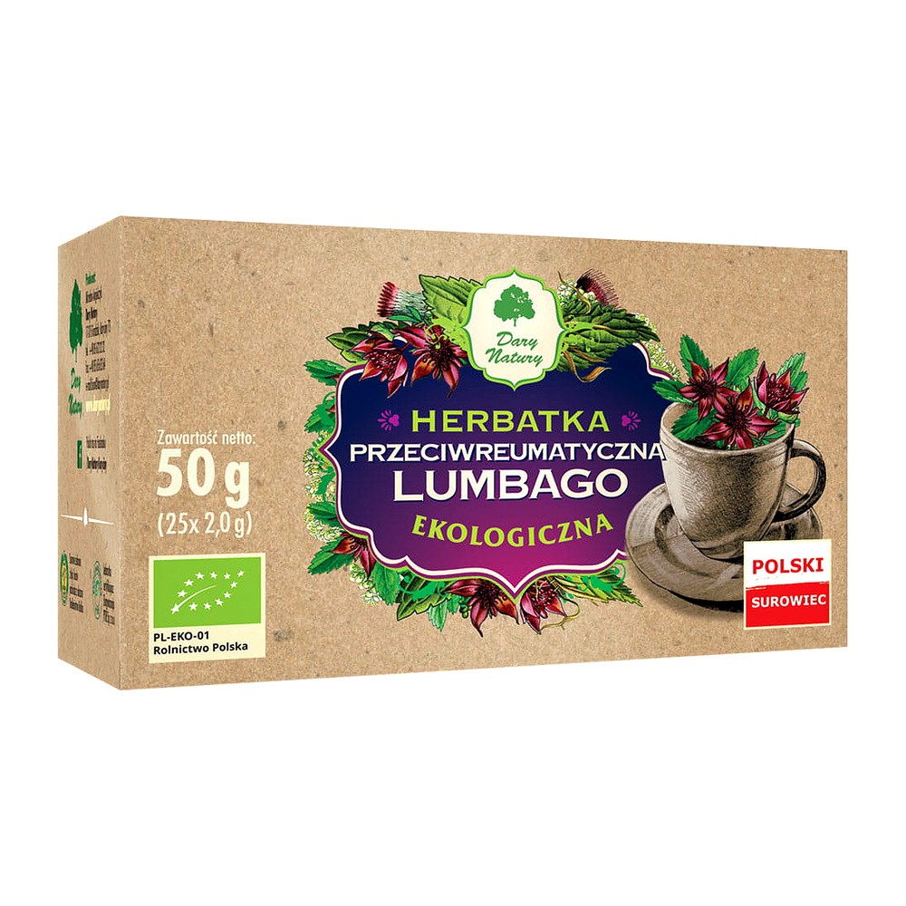 DARY NATURY - herbatki BIO HERBATKA LUMBAGO PRZECIWREUMATYCZNA BIO (25 x 2 g) - DARY NATURY BP-5903246862232