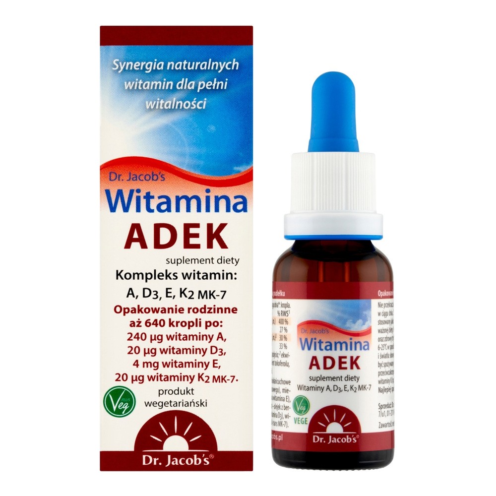 Dr Jacobs Poland Dr. Jacobs A D E K Kompleks witamin A, D3, E, K2 MK-7 20 ml - suplement diety