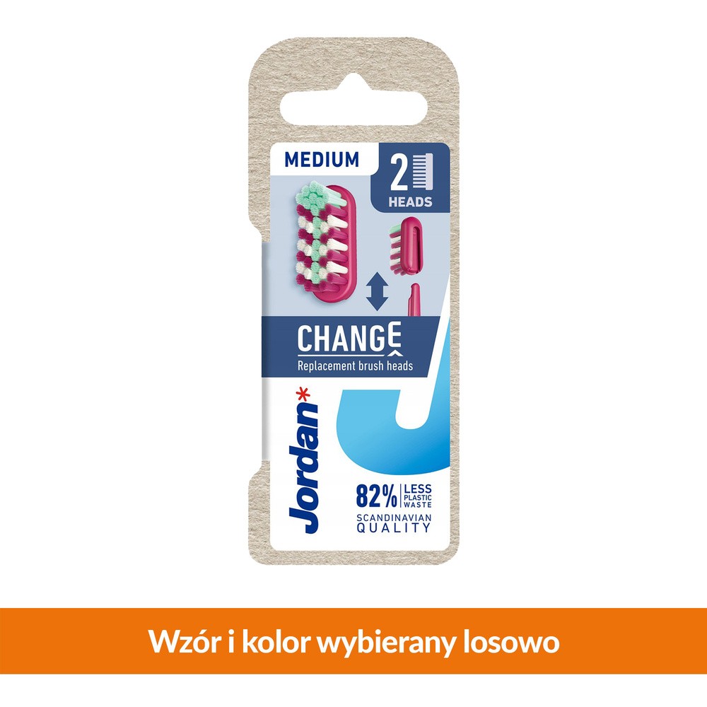 Jordan Change Medium Wymienne Główki do szczoteczki do zębów 1op.-2szt - mix kolorów